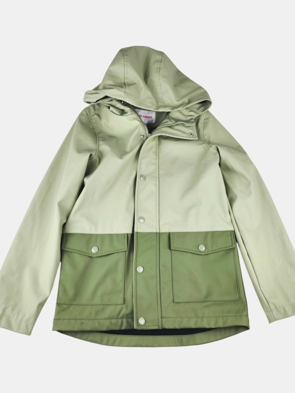 Joe Fresh Two-Tone Sage & Olive Hooded Kids Raincoat